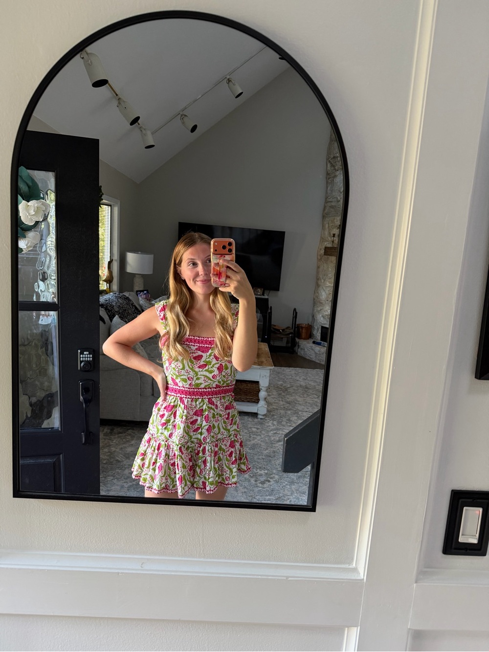 SAYLOR Pink & Green Floral Tiered Sundress